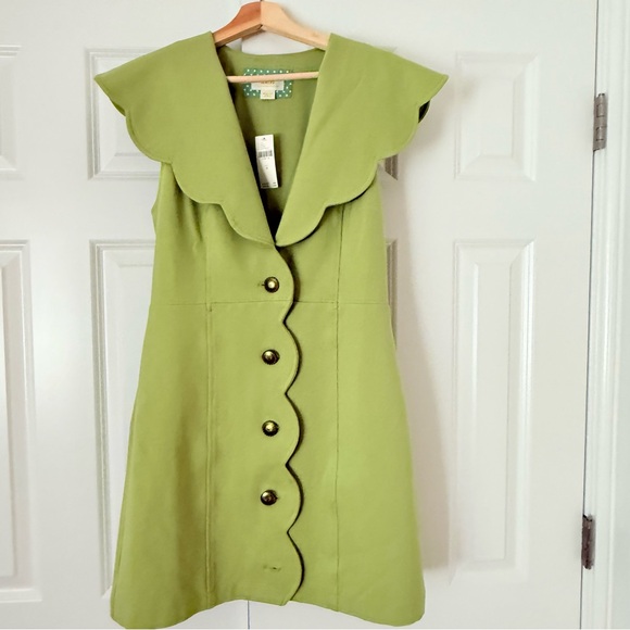 Maeve Dresses & Skirts - Maeve Lime Green Scalloped Mini Dress